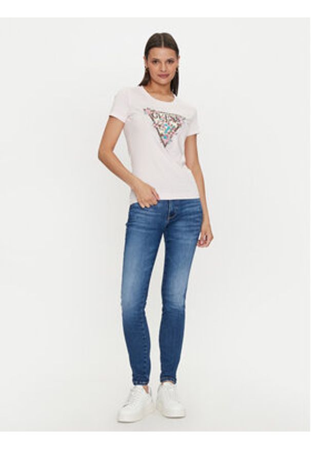 Guess T-Shirt Cherry Flower W4YI26 J1314 Różowy Slim Fit. Kolor: różowy. Materiał: bawełna