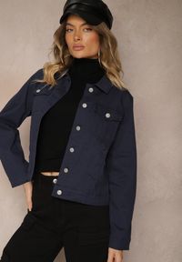 Renee - Granatowa Jeansowa Kurtka z Bawełny z Guzikami i Kieszeniami Ainztia. Kolor: niebieski. Materiał: bawełna, jeans #3