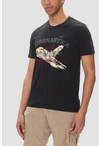 Aeronautica Militare - AERONAUTICA MILITARE Granatowy bawełniany męski t-shirt, Rozmiar XXL. Okazja: na co dzień. Kolor: niebieski. Materiał: bawełna. Styl: casual, klasyczny, elegancki #1