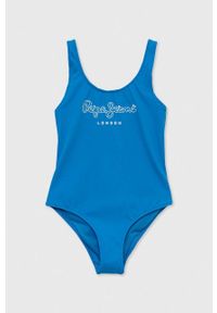 Pepe Jeans strój kąpielowy dziecięcy kolor niebieski. Kolor: niebieski. Materiał: materiał. Rodzaj stanika: odpinane ramiączka