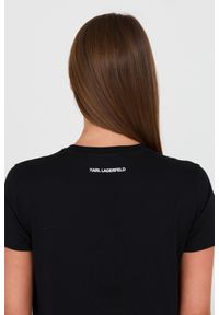 Karl Lagerfeld - KARL LAGERFELD Czarny damski t-shirt Karl, Rozmiar XS. Kolor: czarny #7