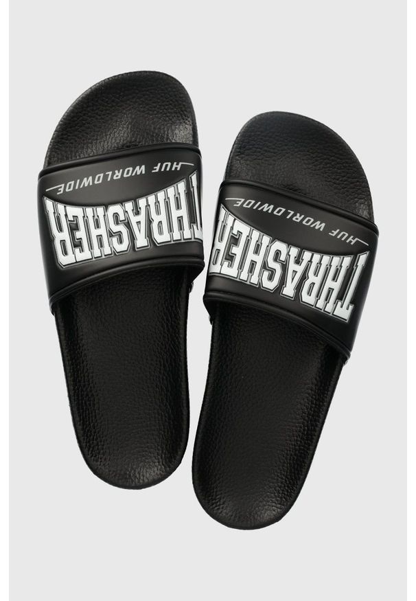 HUF klapki x Trasher męskie kolor czarny. Kolor: czarny. Materiał: materiał, guma