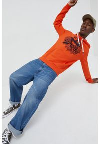 Superdry bluza męska kolor pomarańczowy z kapturem wzorzysta. Typ kołnierza: kaptur. Kolor: pomarańczowy. Materiał: dzianina