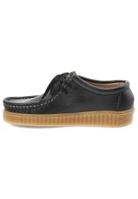 Czarne Półbuty Hee Skórzane Buty Damskie. Zapięcie: sznurówki. Kolor: czarny. Materiał: skóra. Szerokość cholewki: normalna. Styl: klasyczny, elegancki, retro #5
