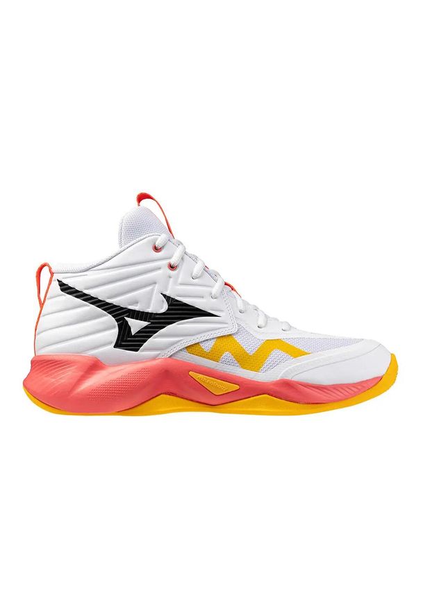 Buty halowe Mizuno Wave Momentum Pro Mid. Kolor: biały. Model: Mizuno Wave. Sport: siatkówka