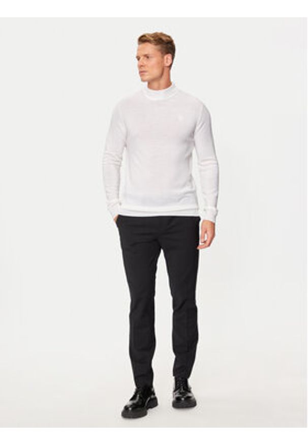 Karl Lagerfeld - KARL LAGERFELD Golf 655002 544399 Biały Regular Fit. Typ kołnierza: golf. Kolor: biały. Materiał: wełna