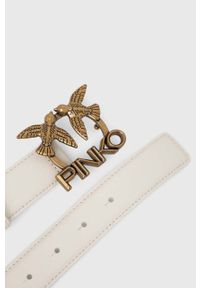 Pinko pasek skórzany damski kolor biały. Kolor: biały. Materiał: skóra #2