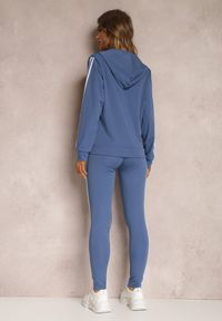 Renee - Niebieski Komplet Dresowy 3-częściowy z Lampasami Fevina. Kolekcja: plus size. Kolor: niebieski. Materiał: dresówka. Sport: fitness #3