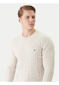 TOMMY HILFIGER - Tommy Hilfiger Sweter MW0MW33132 Beżowy Regular Fit. Kolor: beżowy. Materiał: bawełna #5