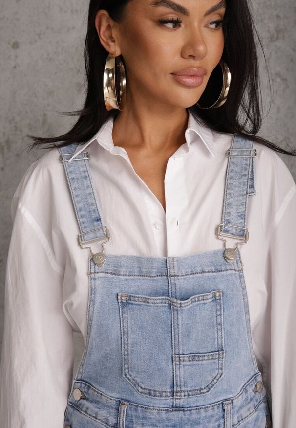 Renee - Niebieskie Jeansy Ogrodniczki z Nogawką Balloon z Bawełną Vimalliene. Okazja: na co dzień. Stan: podwyższony. Kolor: niebieski. Styl: casual, elegancki