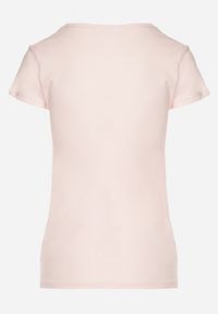 Born2be - Różowy T-shirt z Bawełny z Dekoltem w Serek Liniviela. Okazja: na co dzień. Typ kołnierza: dekolt w serek. Kolor: różowy. Materiał: bawełna. Styl: casual #7