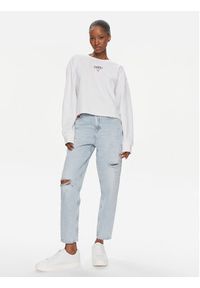 Tommy Jeans Bluza Essential Logo DW0DW17796 Biały Relaxed Fit. Kolor: biały. Materiał: syntetyk