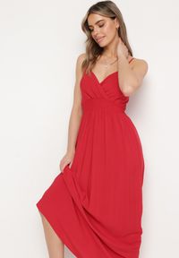 Born2be - Bordowa Sukienka Cadole. Kolor: czerwony. Materiał: bawełna. Długość rękawa: na ramiączkach. Typ sukienki: kopertowe. Styl: wakacyjny. Długość: maxi #6