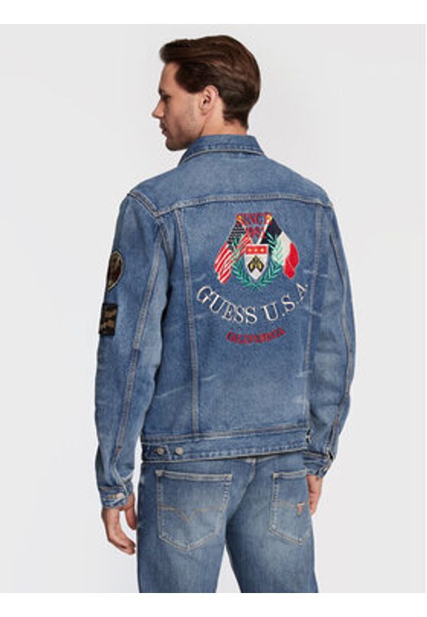 Guess Kurtka jeansowa Dillon M2BXN1 D2IB0 Niebieski Regular Fit. Kolor: niebieski. Materiał: bawełna, jeans