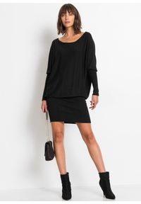 bonprix - Sukienka dzianinowa z lejącej mieszanki wiskozy. Kolor: czarny. Materiał: dzianina, wiskoza. Styl: elegancki #2