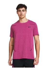 Koszulka fitness męska Under Armour Seamless Grid Short Sleeve. Kolor: różowy. Długość rękawa: krótki rękaw. Długość: krótkie. Sport: fitness