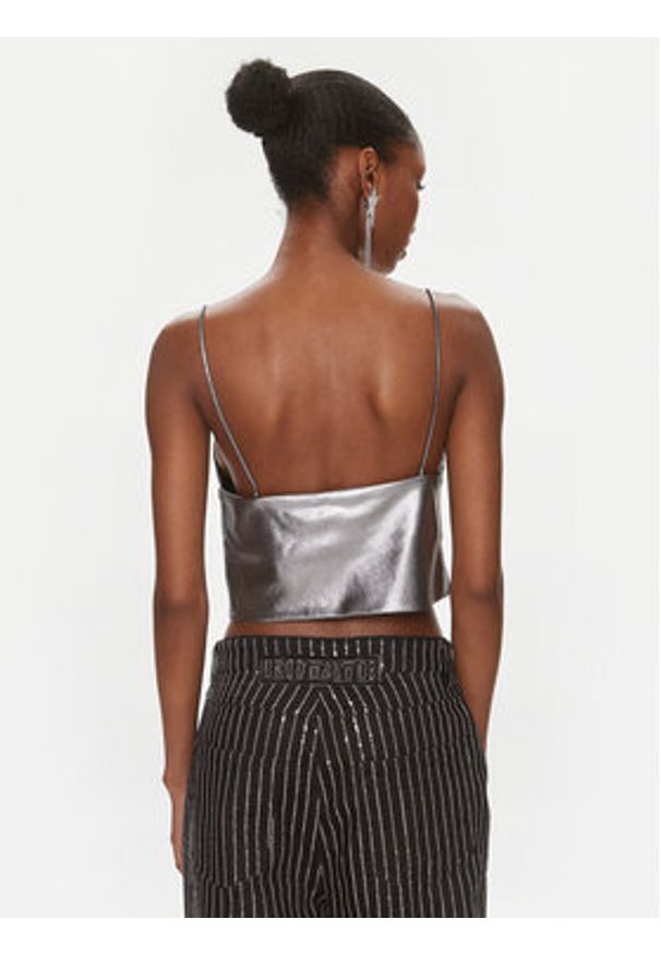 ROTATE Top Metallic Crop Top 1116512293 Srebrny Regular Fit. Kolor: srebrny. Materiał: syntetyk
