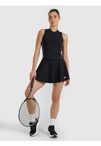 4f - 4F Spódnica tenisowa damska - czarna XL. Kolor: czarny. Materiał: dzianina, elastan, włókno, syntetyk, materiał. Wzór: gładki, ze splotem. Styl: sportowy #1