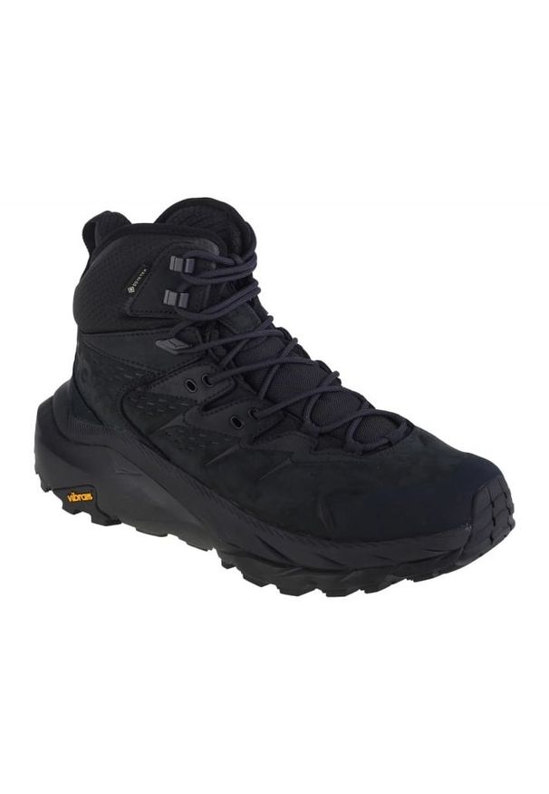 HOKA - Buty Hoka Kaha 2 Mid Gtx 1123155-BBLC czarne. Wysokość cholewki: za kostkę. Kolor: czarny. Materiał: skóra. Szerokość cholewki: normalna. Sport: turystyka piesza