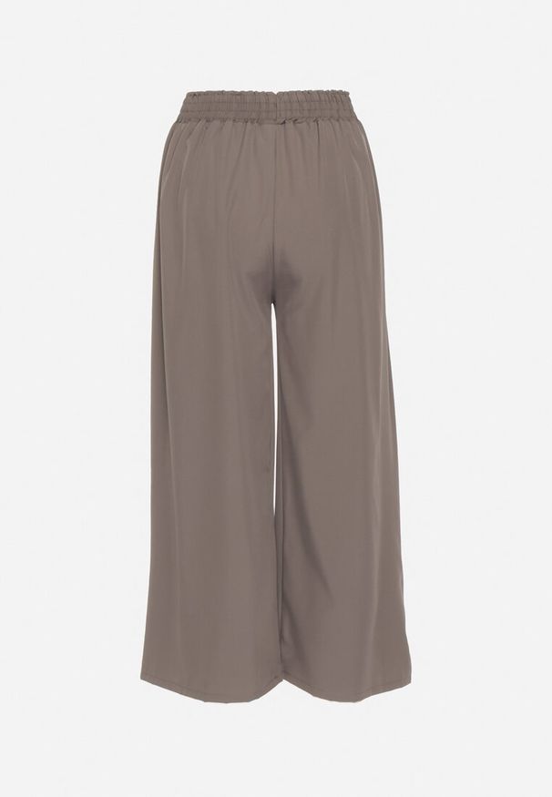 Born2be - Szare Szerokie Spodnie z Wysokim Stanem Wiskozą i Gumką w Pasie Criseldas. Okazja: na spotkanie biznesowe, do pracy, na co dzień. Stan: podwyższony. Kolor: szary. Materiał: wiskoza. Długość: długie. Styl: elegancki, casual, biznesowy