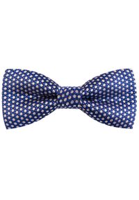 Modini - Niebieska mucha w białe kropki C13. Kolor: biały, wielokolorowy, niebieski. Materiał: poliester, tkanina. Wzór: kropki. Styl: elegancki #1