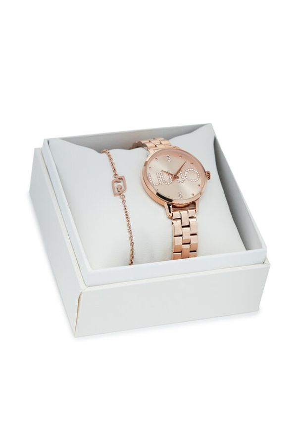 Liu Jo Zestaw zegarek i bransoletka Couple Plus TLJ2041 Różowe złocenie. Kolor: różowy