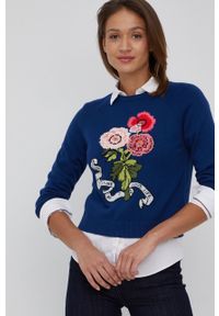 Desigual sweter z domieszką wełny 22SWJF40 damski lekki. Okazja: na co dzień. Materiał: wełna. Długość rękawa: raglanowy rękaw. Wzór: aplikacja. Styl: casual #2