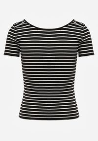 Renee - Czarno-Biały Bawełniany T-shirt Koszulka w Paski z Krótkim Rękawem Fralea. Okazja: na co dzień. Kolor: czarny. Materiał: bawełna. Długość rękawa: krótki rękaw. Długość: krótkie. Wzór: paski. Styl: casual, elegancki #4