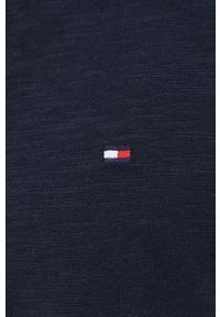 TOMMY HILFIGER - Tommy Hilfiger longsleeve bawełniany kolor granatowy gładki. Kolor: niebieski. Materiał: bawełna. Długość rękawa: długi rękaw. Długość: krótkie. Wzór: gładki #5