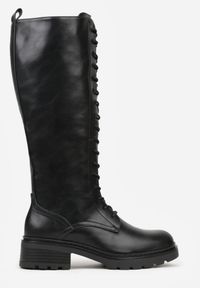 Renee - Czarne Kozaki Typu Workery Rhaethe. Okazja: na co dzień. Kolor: czarny. Materiał: skóra, jeans. Styl: casual #2