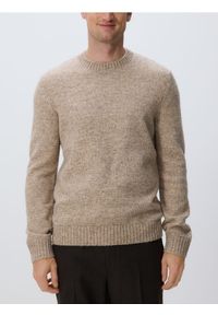 Reserved - Sweter z domieszką wełny - beżowy. Kolor: beżowy. Materiał: wełna