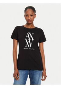 Armani Exchange T-Shirt 6DYT04 YJG3Z 1200 Czarny Regular Fit. Kolor: czarny. Materiał: bawełna