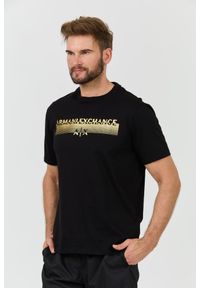 Armani Exchange - ARMANI EXCHANGE Czarny męski t-shirt Short-sleeved, Rozmiar XL. Kolor: czarny