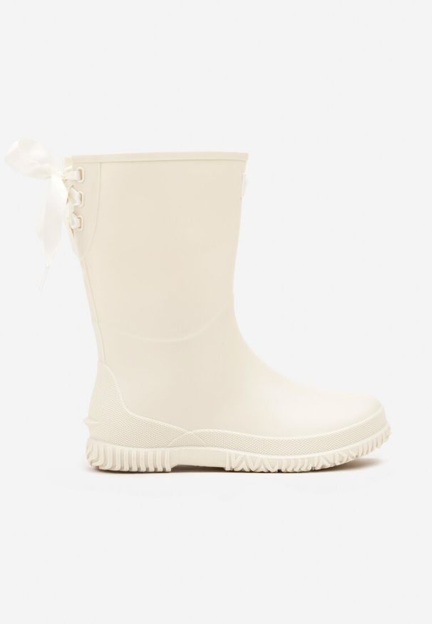 Born2be - Beżowe Kalosze z Kokardką Ponella. Okazja: na co dzień. Kolor: beżowy. Materiał: jeans. Styl: casual