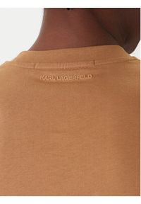 Karl Lagerfeld - KARL LAGERFELD T-Shirt 755710 561224 Beżowy Regular Fit. Typ kołnierza: dekolt w karo. Kolor: beżowy. Materiał: bawełna #2