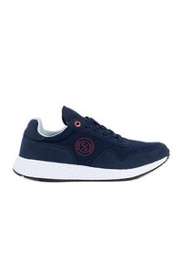 Granatowe męskie sneakersy Cross Jeans niebieskie. Okazja: na co dzień. Nosek buta: okrągły. Kolor: niebieski. Materiał: materiał, guma #1