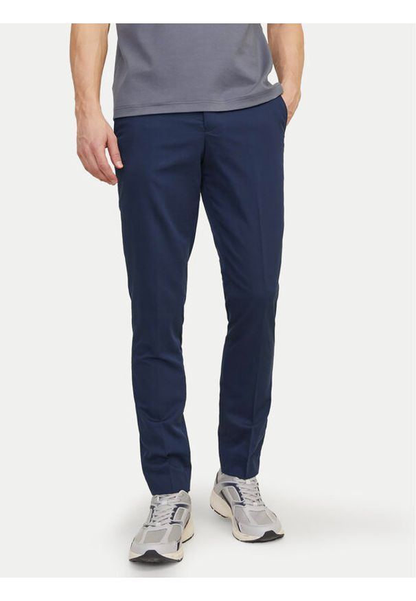 Jack & Jones - Jack&Jones Spodnie garniturowe Franco 12199893 Granatowy Super Slim Fit. Kolor: niebieski. Materiał: syntetyk