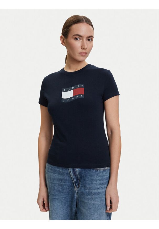 Tommy Jeans T-Shirt DW0DW22781 Granatowy Regular Fit. Kolor: niebieski. Materiał: bawełna