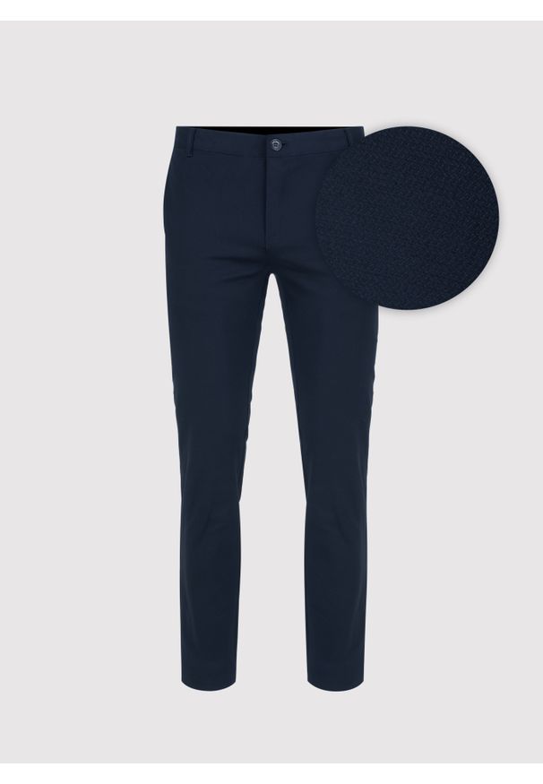 Pako Lorente - PAKO LORENTE – Granatowe spodnie męskie. Okazja: na co dzień. Kolor: niebieski. Materiał: materiał, elastan, bawełna. Styl: casual, klasyczny