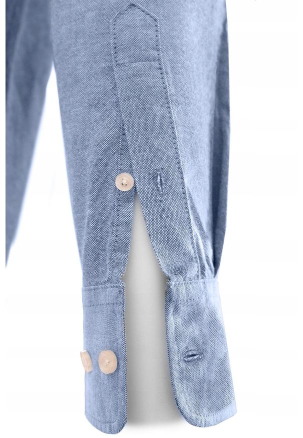 Koszula Weekendowa - Pako Jeans - Lekko Taliowana - Błękitna. Okazja: na co dzień. Kolor: niebieski. Materiał: bawełna. Styl: casual