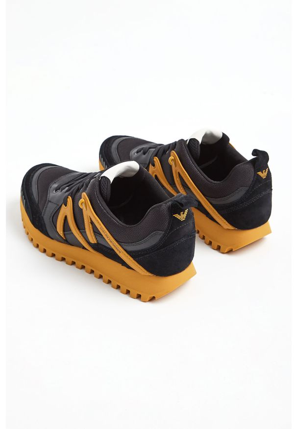 Emporio Armani - SNEAKERSY EMPORIO ARMANI. Zapięcie: sznurówki. Materiał: zamsz, skóra, materiał. Wzór: gładki, aplikacja