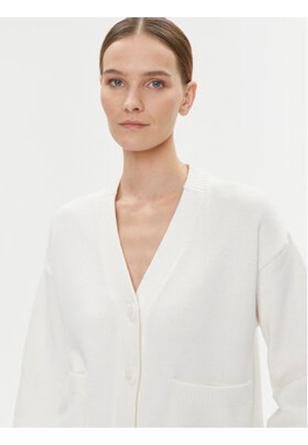 TOMMY HILFIGER - Tommy Hilfiger Kardigan WW0WW39015 Écru Relaxed Fit. Materiał: bawełna