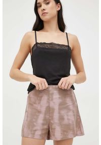 Calvin Klein Underwear szorty piżamowe damskie kolor beżowy. Kolor: beżowy. Materiał: tkanina #4