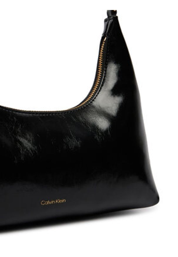 Calvin Klein Torebka Foil Logo Glossy LV04F3737G Czarny. Kolor: czarny. Materiał: skórzane
