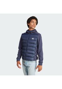Adidas - Kurtka Essentials Hybrid Dow Hooded. Kolor: niebieski. Materiał: materiał. Sport: turystyka piesza #1