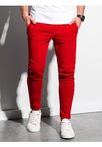 Ombre Clothing - Spodnie męskie dresowe - czerwone P1004 - L. Kolor: czerwony. Materiał: dresówka. Styl: klasyczny