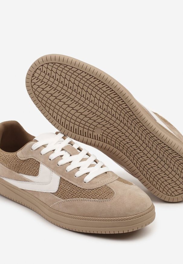 Renee - Brązowe Sneakersy ze Skóry Naturalnej w Stylu Kultowych Tenisówek Faloretia. Kolor: brązowy. Materiał: skóra. Szerokość cholewki: normalna. Wzór: aplikacja