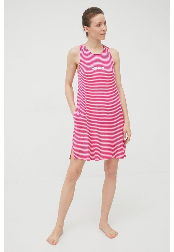 DKNY - Dkny koszula nocna YI2122529 damska kolor różowy. Kolor: różowy. Materiał: dzianina