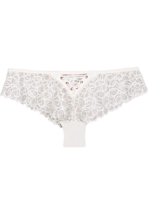 bonprix - Figi brazylijskie z delikatnej koronki. Kolor: biały. Materiał: materiał, koronka. Wzór: koronka