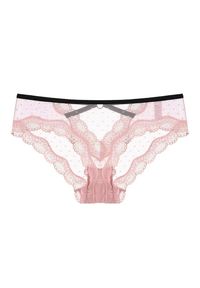Intica - Majtki ażurowe z wycięciem na romantyczny wieczór Nailya. Kolor: różowy. Materiał: tkanina, materiał. Wzór: ażurowy